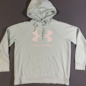 Under Armour Hoodie Mens Large‎ UA Pullover Drawstring Long Sleeve Mint Green